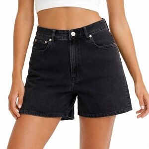 Everlane Womens Way-High Denim Shorts Washed Black Organic Cotton 30R